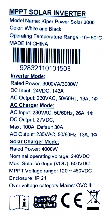 Инвертор Kiper Power Solar 3000 (3000VA/3000W)